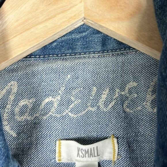 Madewell Cropped Denim Jacket Womens XS Medium Wash Rigid Minimalist Nashville - Picture 6 of 6